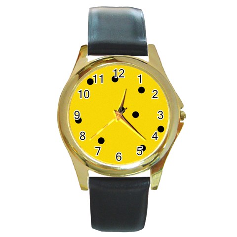 Punch Hole, Black Hole Round Gold Metal Watch from ArtsNow.com Front