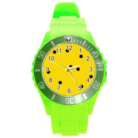 Punch Hole, Black Hole Round Plastic Sport Watch (L) from ArtsNow.com Front