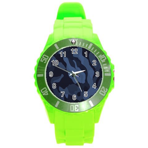 Purple Camo Round Plastic Sport Watch (L) from ArtsNow.com Front