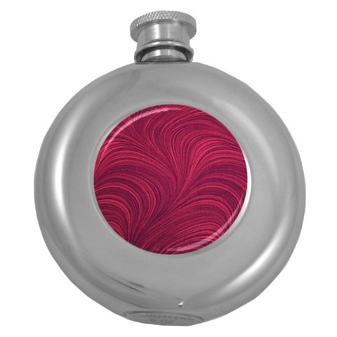 Purple Fabric Texture, Fabric Backgrounds With Lines Round Hip Flask (5 oz) from ArtsNow.com Front