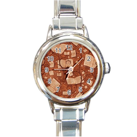 Retro Education Texture, Creative Education Background Round Italian Charm Watch from ArtsNow.com Front