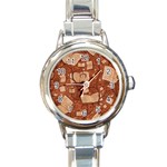 Retro Education Texture, Creative Education Background Round Italian Charm Watch