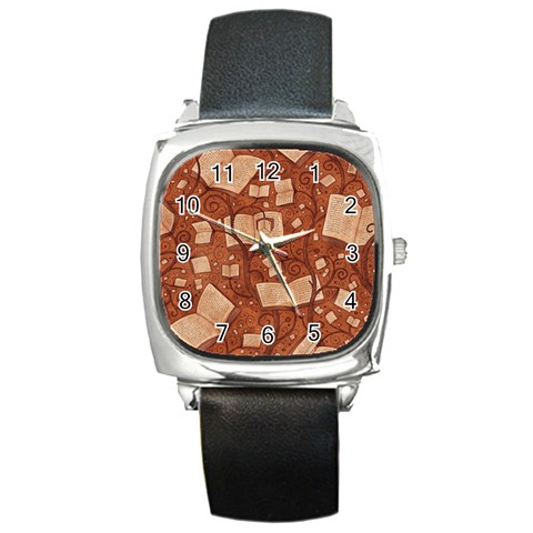 Retro Education Texture, Creative Education Background Square Metal Watch from ArtsNow.com Front