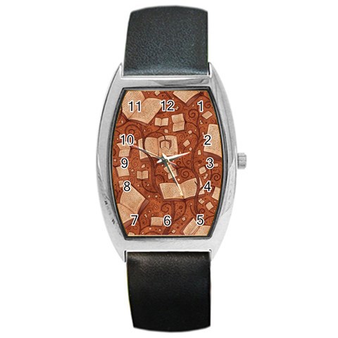 Retro Education Texture, Creative Education Background Barrel Style Metal Watch from ArtsNow.com Front