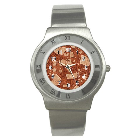 Retro Education Texture, Creative Education Background Stainless Steel Watch from ArtsNow.com Front