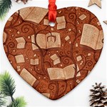 Retro Education Texture, Creative Education Background Heart Ornament (Two Sides)