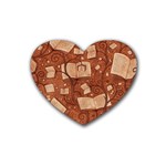 Retro Education Texture, Creative Education Background Rubber Heart Coaster (4 pack)