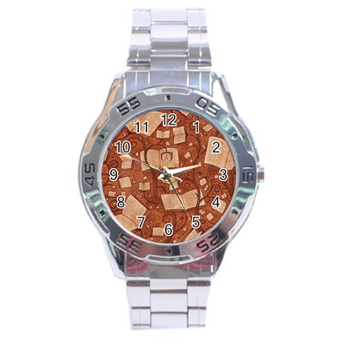 Retro Education Texture, Creative Education Background Stainless Steel Analogue Watch from ArtsNow.com Front