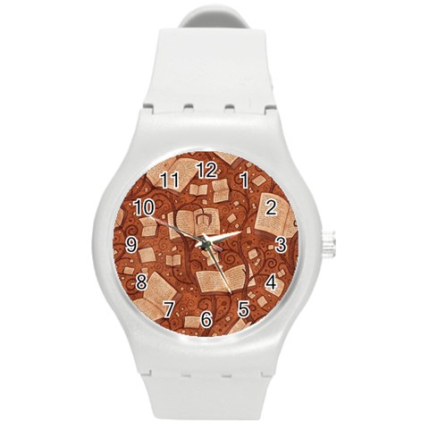 Retro Education Texture, Creative Education Background Round Plastic Sport Watch (M) from ArtsNow.com Front