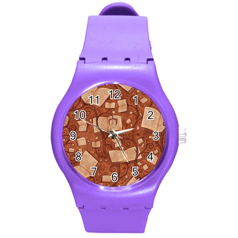 Retro Education Texture, Creative Education Background Round Plastic Sport Watch (M) from ArtsNow.com Front