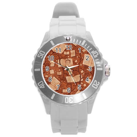 Retro Education Texture, Creative Education Background Round Plastic Sport Watch (L) from ArtsNow.com Front