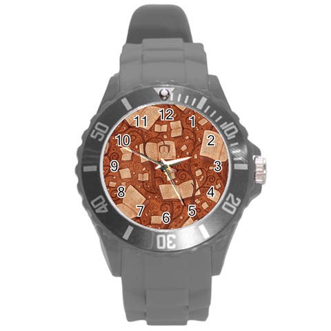 Retro Education Texture, Creative Education Background Round Plastic Sport Watch (L) from ArtsNow.com Front