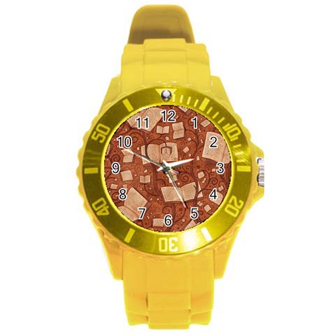 Retro Education Texture, Creative Education Background Round Plastic Sport Watch (L) from ArtsNow.com Front