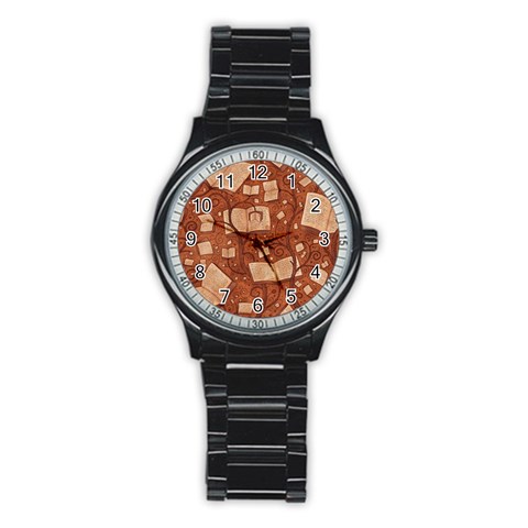 Retro Education Texture, Creative Education Background Stainless Steel Round Watch from ArtsNow.com Front