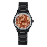 Retro Education Texture, Creative Education Background Stainless Steel Round Watch