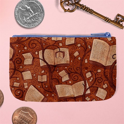 Retro Education Texture, Creative Education Background Large Coin Purse from ArtsNow.com Back