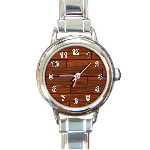 Seamless Wooden Planks Brown Wooden Background Round Italian Charm Watch from ArtsNow.com Front