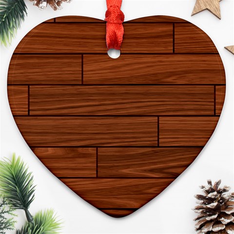 Seamless Wooden Planks Brown Wooden Background Ornament (Heart) from ArtsNow.com Front