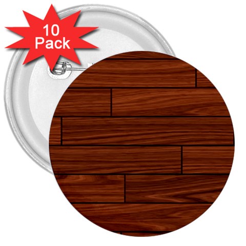 Seamless Wooden Planks Brown Wooden Background 3  Buttons (10 pack)  from ArtsNow.com Front