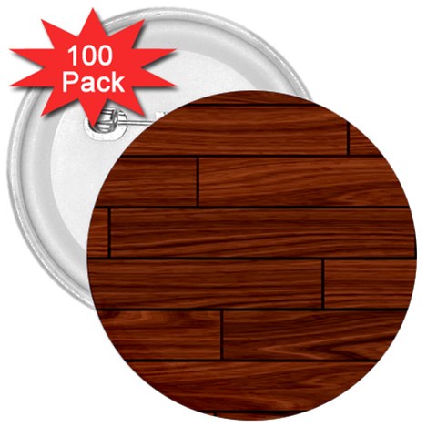 Seamless Wooden Planks Brown Wooden Background 3  Buttons (100 pack)  from ArtsNow.com Front