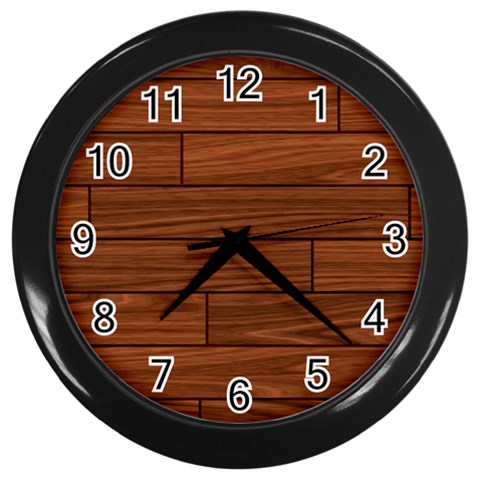 Seamless Wooden Planks Brown Wooden Background Wall Clock (Black) from ArtsNow.com Front