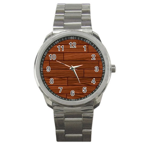 Seamless Wooden Planks Brown Wooden Background Sport Metal Watch from ArtsNow.com Front