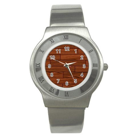 Seamless Wooden Planks Brown Wooden Background Stainless Steel Watch from ArtsNow.com Front