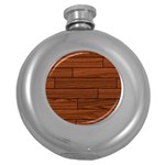 Seamless Wooden Planks Brown Wooden Background Round Hip Flask (5 oz)