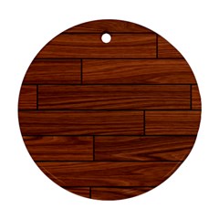 Seamless Wooden Planks Brown Wooden Background Round Ornament (Two Sides) from ArtsNow.com Front