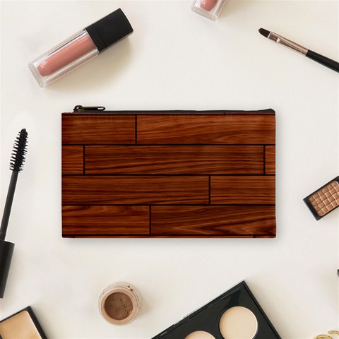 Seamless Wooden Planks Brown Wooden Background Cosmetic Bag (Small) from ArtsNow.com Front