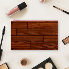 Seamless Wooden Planks Brown Wooden Background Cosmetic Bag (Medium) from ArtsNow.com Front