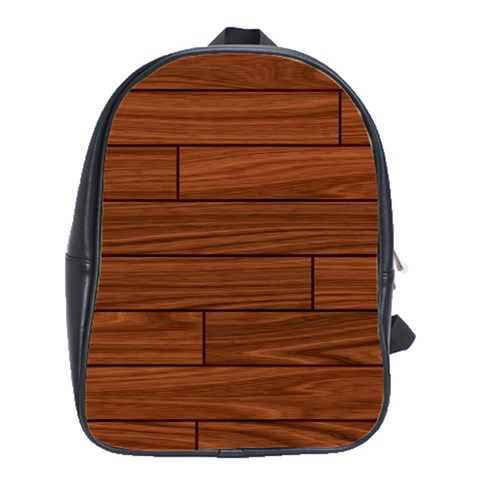 Seamless Wooden Planks Brown Wooden Background School Bag (Large) from ArtsNow.com Front