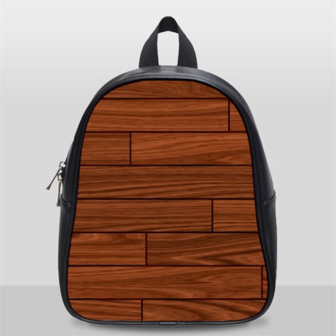 Seamless Wooden Planks Brown Wooden Background School Bag (Small) from ArtsNow.com Front