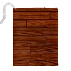 Seamless Wooden Planks Brown Wooden Background Drawstring Pouch (4XL) from ArtsNow.com Back