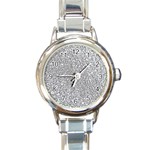 Silver Glitter Texture, Light Creative Background Round Italian Charm Watch