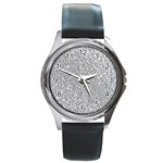 Silver Glitter Texture, Light Creative Background Round Metal Watch