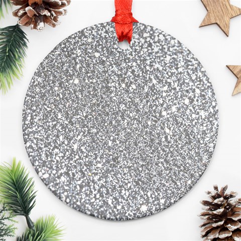 Silver Glitter Texture, Light Creative Background Ornament (Round) from ArtsNow.com Front