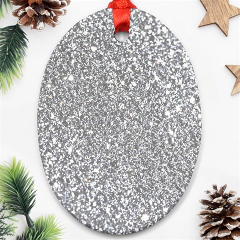 Silver Glitter Texture, Light Creative Background Ornament (Oval) from ArtsNow.com Front