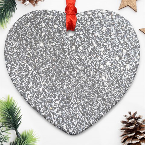 Silver Glitter Texture, Light Creative Background Ornament (Heart) from ArtsNow.com Front