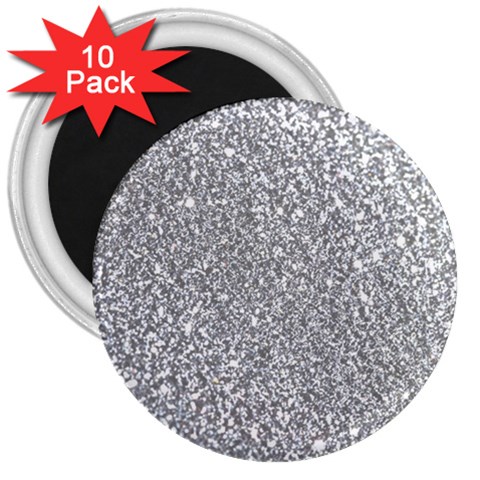 Silver Glitter Texture, Light Creative Background 3  Magnets (10 pack)  from ArtsNow.com Front