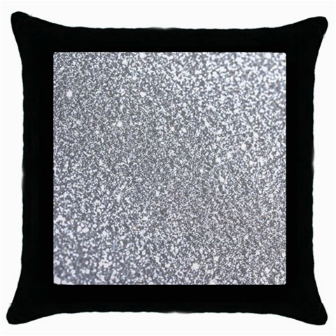 Silver Glitter Texture, Light Creative Background Throw Pillow Case (Black) from ArtsNow.com Front