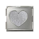 Silver Glitter Texture, Light Creative Background Mega Link Heart Italian Charm (18mm)