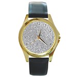 Silver Glitter Texture, Light Creative Background Round Gold Metal Watch