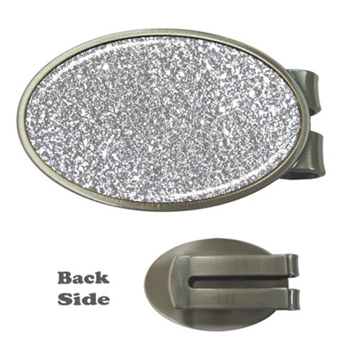 Silver Glitter Texture, Light Creative Background Money Clips (Oval)  from ArtsNow.com Front