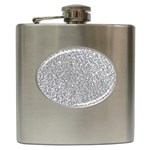 Silver Glitter Texture, Light Creative Background Hip Flask (6 oz)