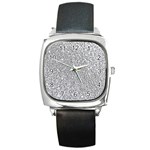 Silver Glitter Texture, Light Creative Background Square Metal Watch