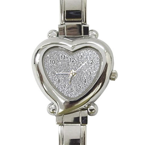 Silver Glitter Texture, Light Creative Background Heart Italian Charm Watch from ArtsNow.com Front