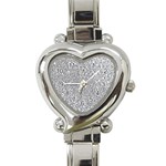 Silver Glitter Texture, Light Creative Background Heart Italian Charm Watch