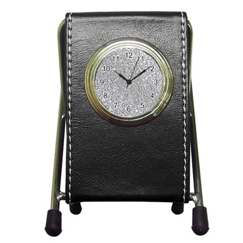 Silver Glitter Texture, Light Creative Background Pen Holder Desk Clock from ArtsNow.com Front