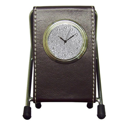 Silver Glitter Texture, Light Creative Background Pen Holder Desk Clock from ArtsNow.com Front